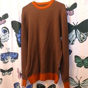 Men's Brown Sweater with Orange Accents